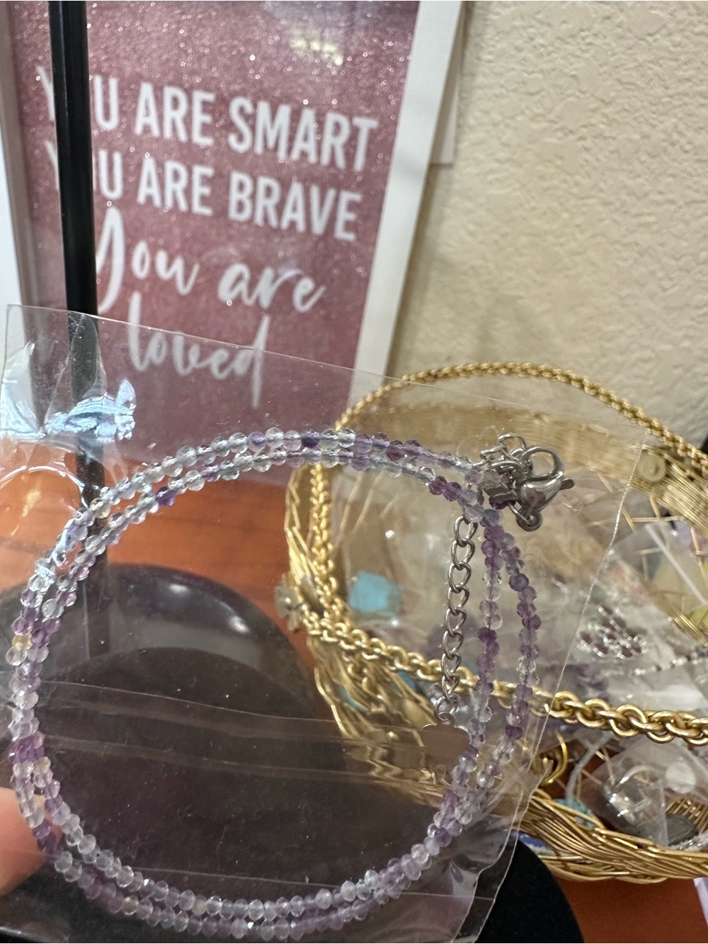 Delicate Purple Beaded Home Accent Necklace